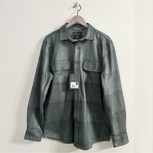 NEW BYLT Basics Plaid Coastal Overshirt Shacket Shirt In Ombre Evergreen Medium